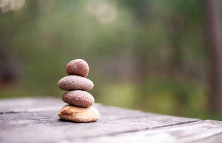 Peaceful scene of stacked stones