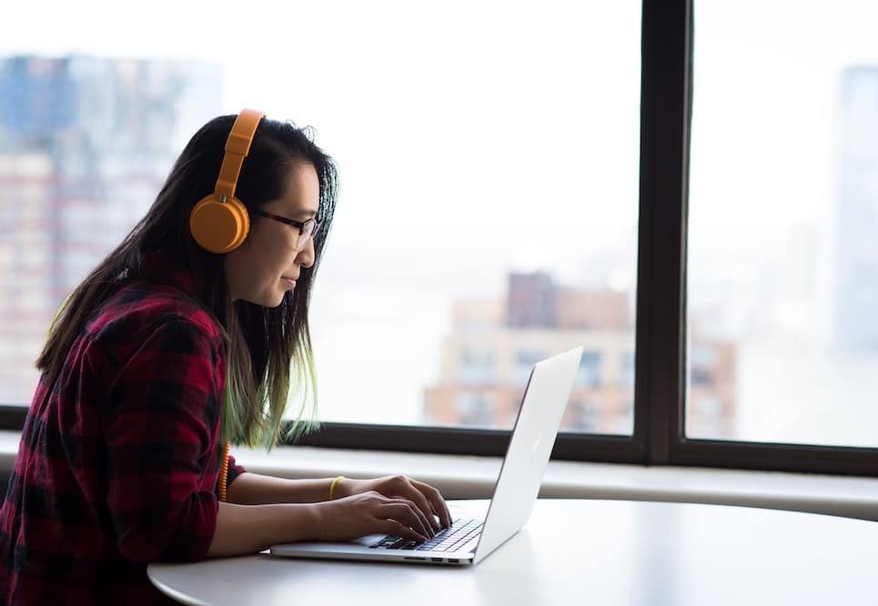 Woman participating in a video therapy session
