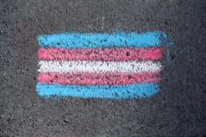 Trans rainbow drawn in chalk